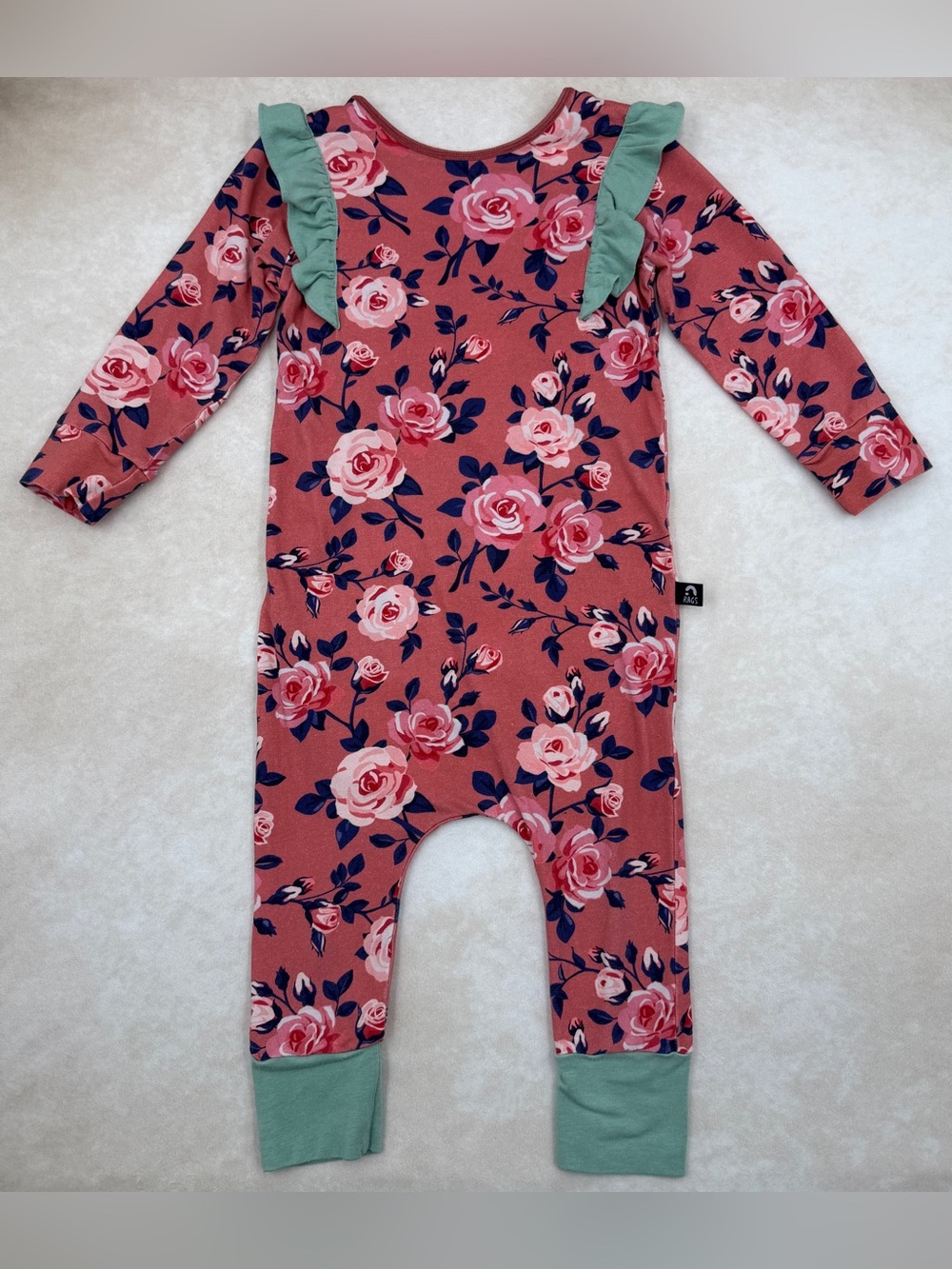 Rags Pink Floral Ruffle Romper